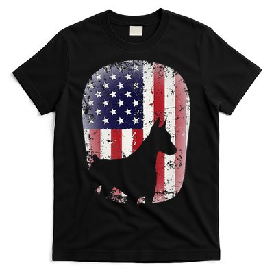 Funny Doberman Pinscher Art For  Doberman US Flag T-Shirt