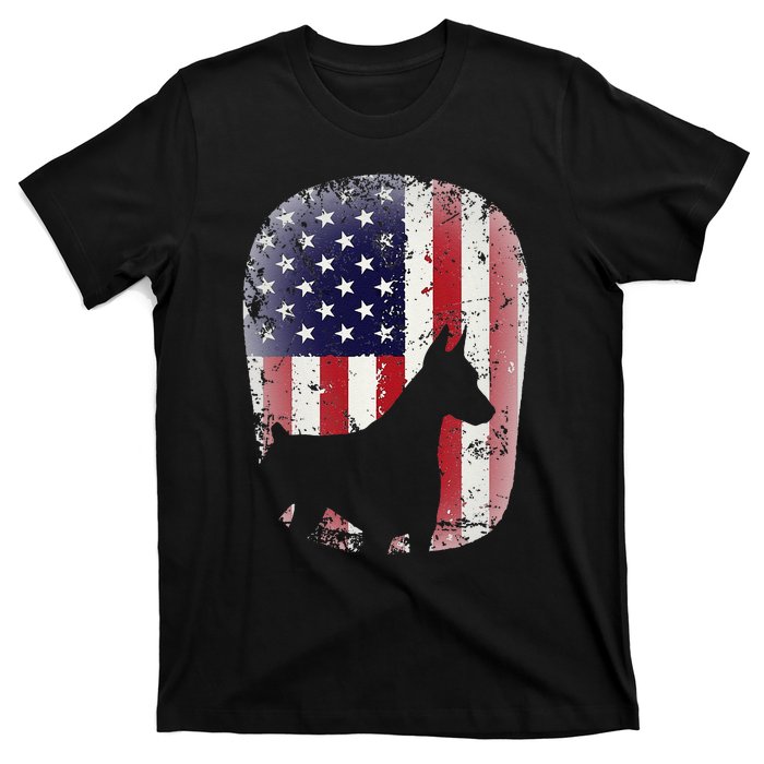 Funny Doberman Pinscher Art For  Doberman US Flag T-Shirt