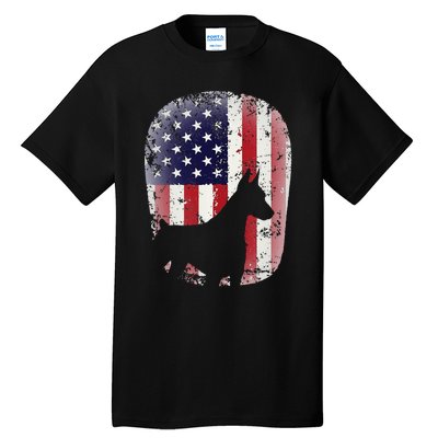 Funny Doberman Pinscher Art For  Doberman US Flag Tall T-Shirt