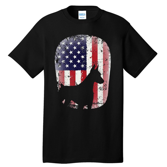 Funny Doberman Pinscher Art For  Doberman US Flag Tall T-Shirt