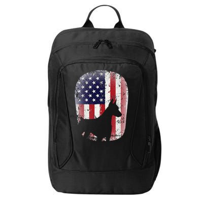 Funny Doberman Pinscher Art For  Doberman US Flag City Backpack