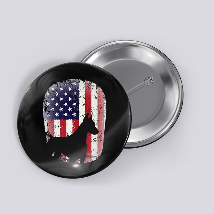 Funny Doberman Pinscher Art For  Doberman US Flag Button