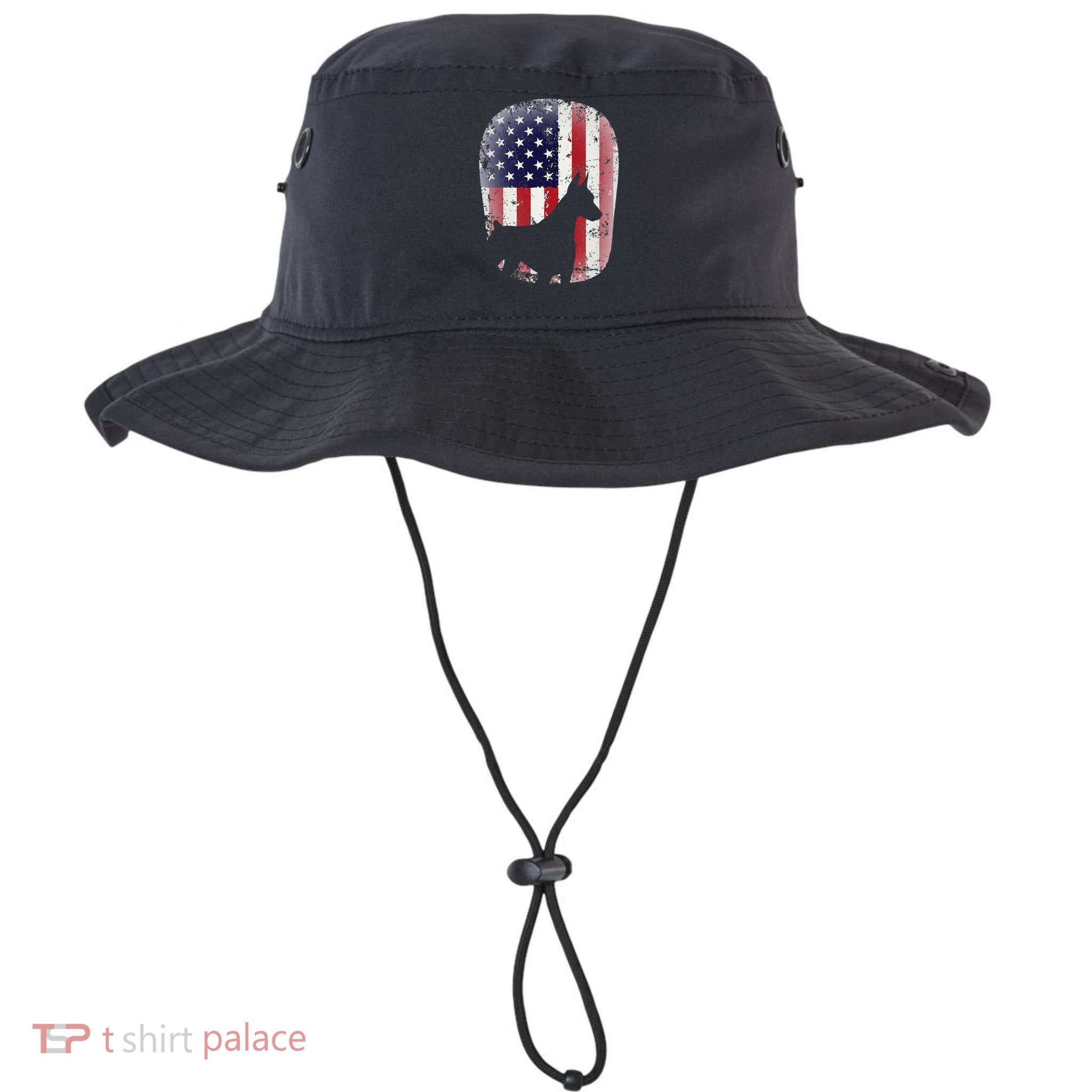 Funny Doberman Pinscher Art For  Doberman US Flag Bucket Hat