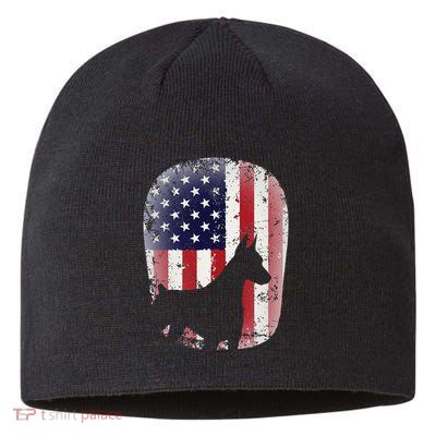 Funny Doberman Pinscher Art For  Doberman US Flag Sustainable Beanie