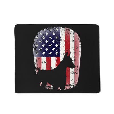 Funny Doberman Pinscher Art For  Doberman US Flag Mousepad