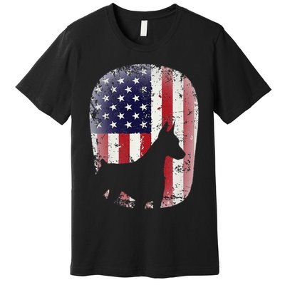 Funny Doberman Pinscher Art For  Doberman US Flag Premium T-Shirt