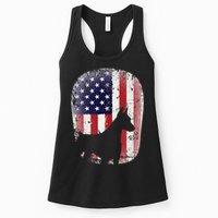 Funny Doberman Pinscher Art For  Doberman US Flag Womens Tank Top