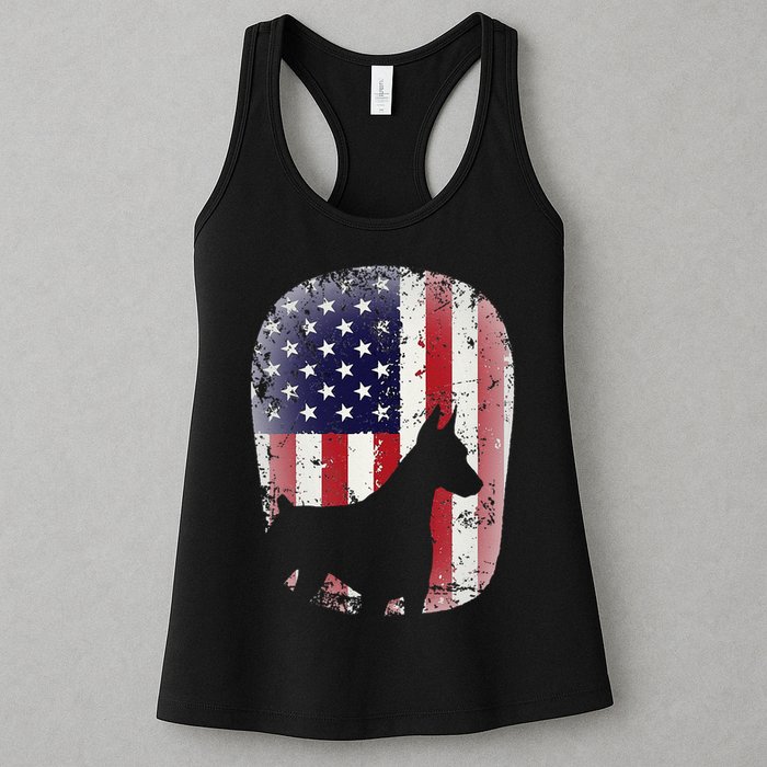 Funny Doberman Pinscher Art For  Doberman US Flag Womens Tank Top