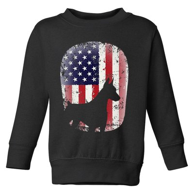 Funny Doberman Pinscher Art For  Doberman US Flag Toddler Sweatshirt