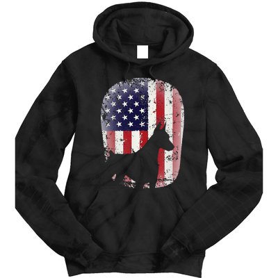 Funny Doberman Pinscher Art For  Doberman US Flag Tie Dye Hoodie