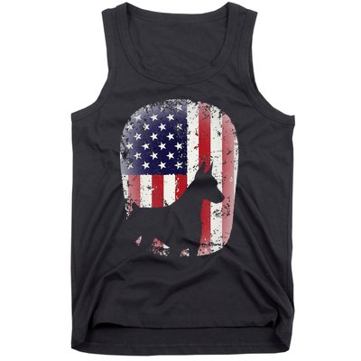 Funny Doberman Pinscher Art For  Doberman US Flag Tank Top