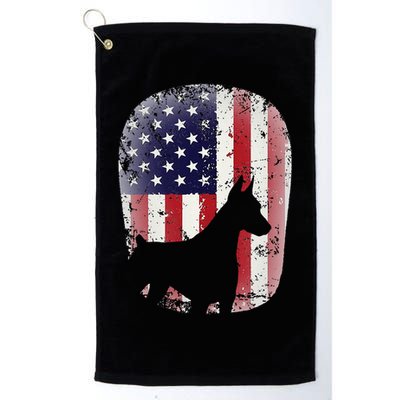 Funny Doberman Pinscher Art For  Doberman US Flag Golf Towel