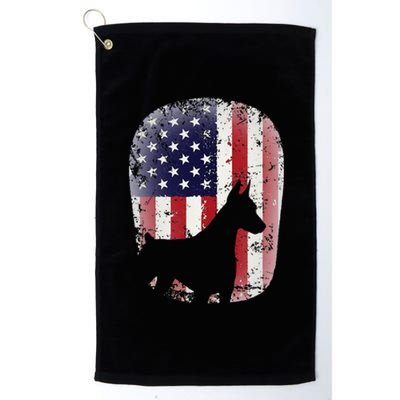 Funny Doberman Pinscher Art For  Doberman US Flag Platinum Collection Golf Towel