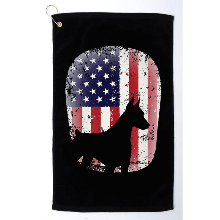 Funny Doberman Pinscher Art For  Doberman US Flag Golf Towel
