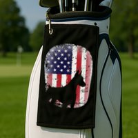Funny Doberman Pinscher Art For  Doberman US Flag Golf Towel