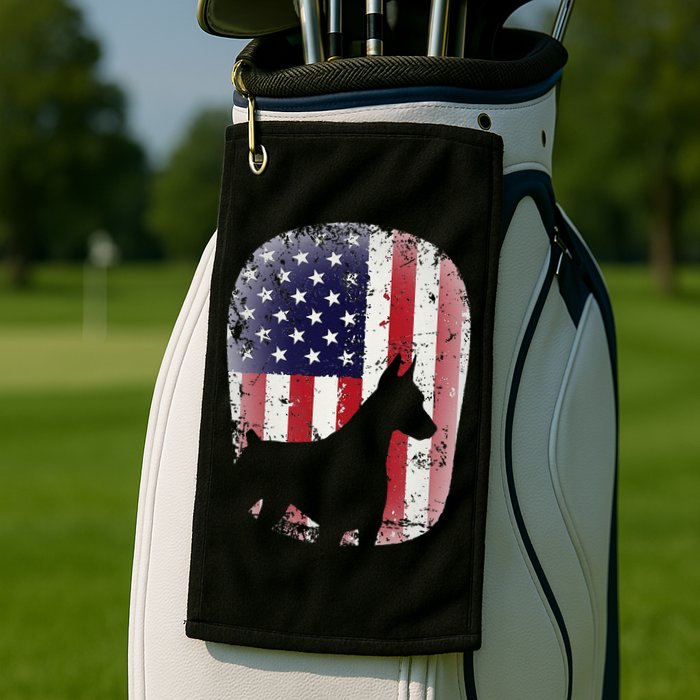 Funny Doberman Pinscher Art For  Doberman US Flag Golf Towel