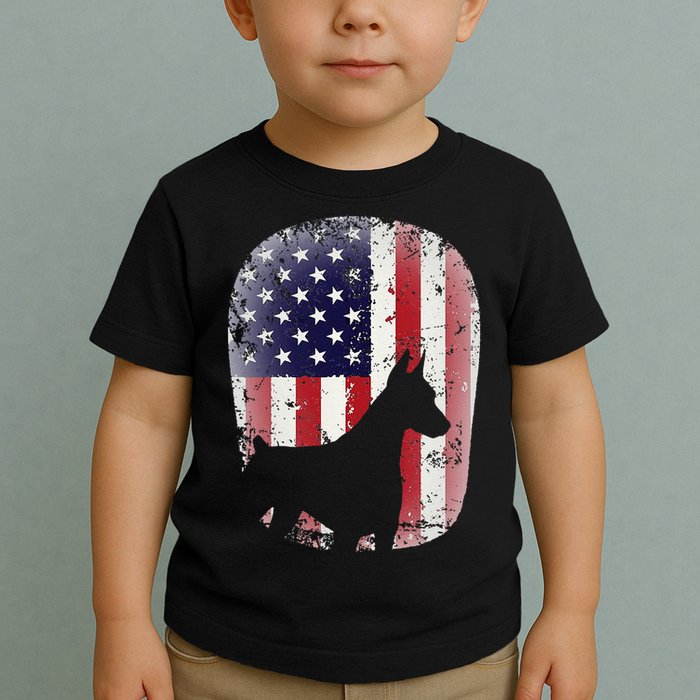 Funny Doberman Pinscher Art For  Doberman US Flag Toddler T-Shirt