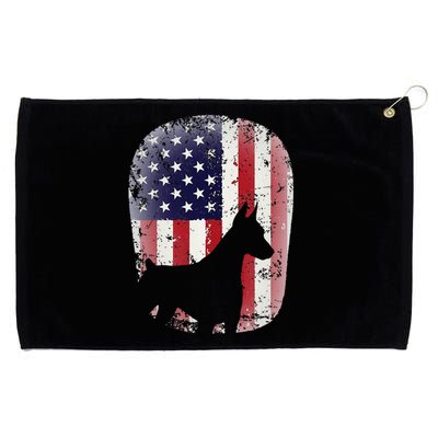 Funny Doberman Pinscher Art For  Doberman US Flag Grommeted Golf Towel