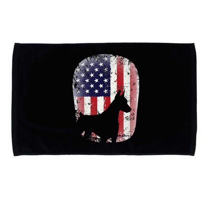 Funny Doberman Pinscher Art For  Doberman US Flag Microfiber Hand Towel