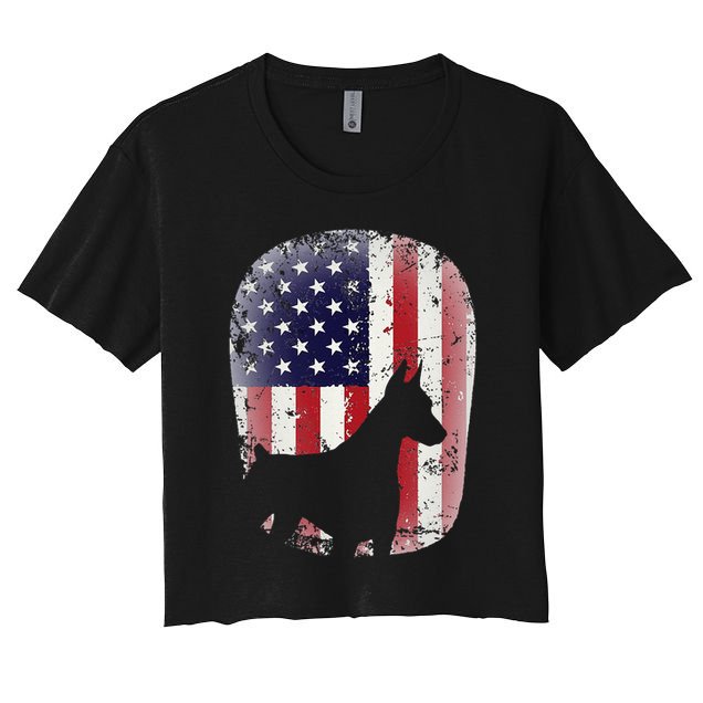 Funny Doberman Pinscher Art For  Doberman US Flag Crop Top