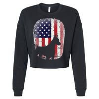 Funny Doberman Pinscher Art For  Doberman US Flag Cropped Pullover Crew