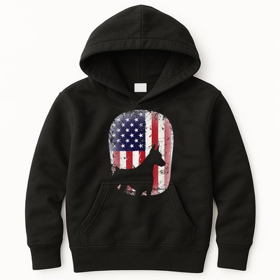 Funny Doberman Pinscher Art For  Doberman US Flag Kids Hoodie