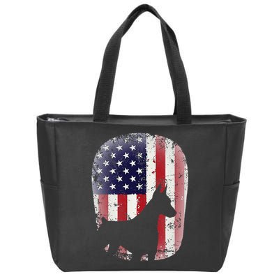 Funny Doberman Pinscher Art For  Doberman US Flag Zip Tote Bag