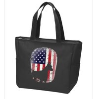 Funny Doberman Pinscher Art For  Doberman US Flag Zip Tote Bag