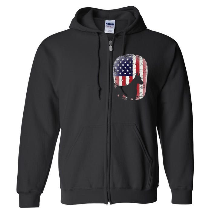 Funny Doberman Pinscher Art For  Doberman US Flag Full Zip Hoodie