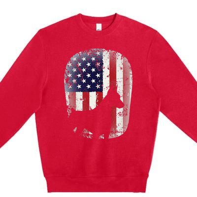 Funny Doberman Pinscher Art For  Doberman US Flag Premium Crewneck Sweatshirt