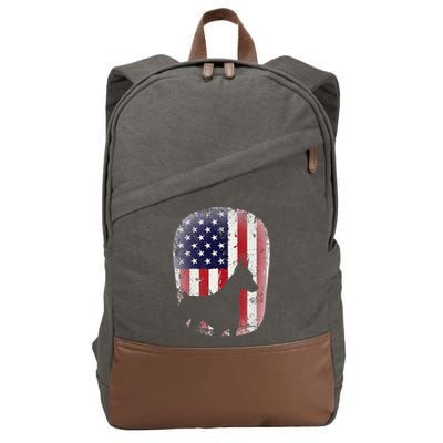 Funny Doberman Pinscher Art For  Doberman US Flag Cotton Canvas Backpack