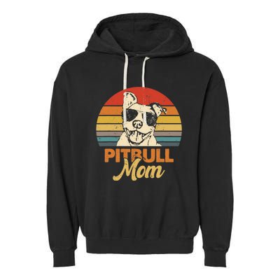 Funny Dog Pitbull Mom Pittie Mom Mother's Day Garment-Dyed Fleece Hoodie