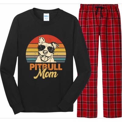 Funny Dog Pitbull Mom Pittie Mom Mother's Day Long Sleeve Pajama Set