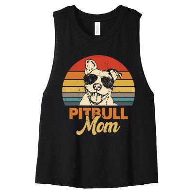 Funny Dog Pitbull Mom Pittie Mom Mother's Day Women's Racerback Cropped Tank