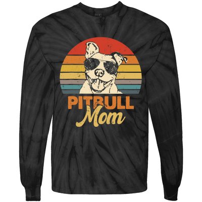 Funny Dog Pitbull Mom Pittie Mom Mother's Day Tie-Dye Long Sleeve Shirt