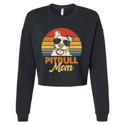 Funny Dog Pitbull Mom Pittie Mom Mother's Day Cropped Pullover Crew