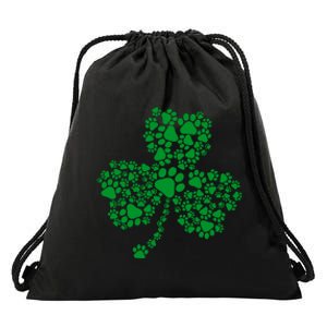 Funny Dog Paw Print Costume Dog Shamrock St Patricks Day Drawstring Bag