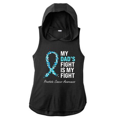 Family Dad Prostate Cancer Awareness Light Blue Ribbon Ladies PosiCharge Tri-Blend Wicking Draft Hoodie Tank