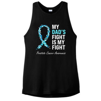 Family Dad Prostate Cancer Awareness Light Blue Ribbon Ladies PosiCharge Tri-Blend Wicking Tank