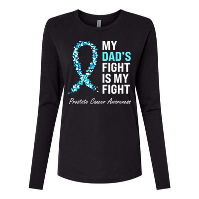 Family Dad Prostate Cancer Awareness Light Blue Ribbon Womens Cotton Relaxed Long Sleeve T-Shirt