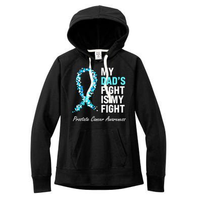 Family Dad Prostate Cancer Awareness Light Blue Ribbon Women's Fleece Hoodie