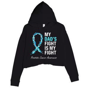 Family Dad Prostate Cancer Awareness Light Blue Ribbon Crop Fleece Hoodie