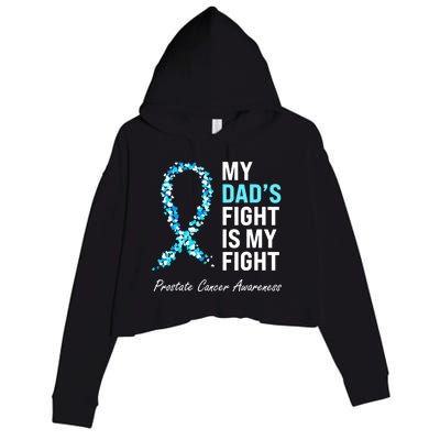 Family Dad Prostate Cancer Awareness Light Blue Ribbon Crop Fleece Hoodie