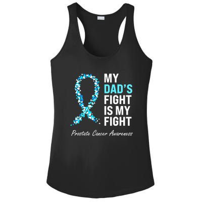 Family Dad Prostate Cancer Awareness Light Blue Ribbon Ladies PosiCharge Competitor Racerback Tank