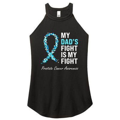 Family Dad Prostate Cancer Awareness Light Blue Ribbon Women's Perfect Tri Rocker Tank