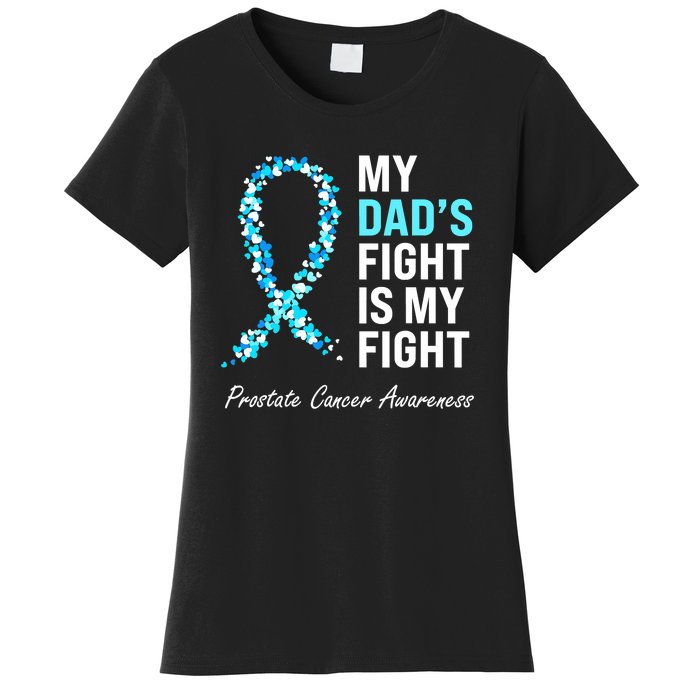 Family Dad Prostate Cancer Awareness Light Blue Ribbon Women's T-Shirt