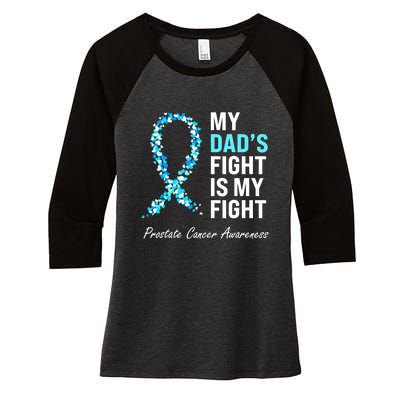 Family Dad Prostate Cancer Awareness Light Blue Ribbon Women's Tri-Blend 3/4-Sleeve Raglan Shirt