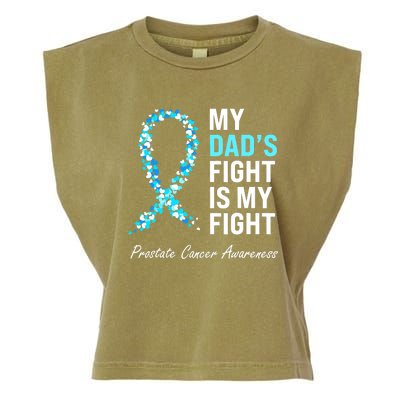 Family Dad Prostate Cancer Awareness Light Blue Ribbon Garment-Dyed Women's Muscle Tee