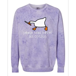 Funny Duck Peace Was Never An Option Colorblast Crewneck Sweatshirt