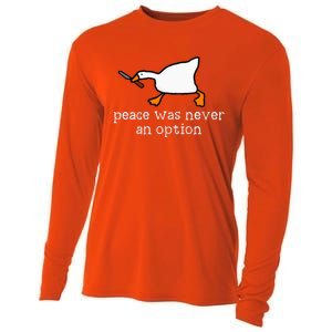 Funny Duck Peace Was Never An Option Cooling Performance Long Sleeve Crew